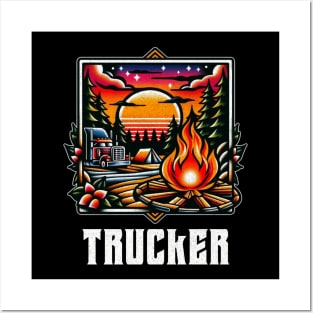 Trucker fire pit Posters and Art